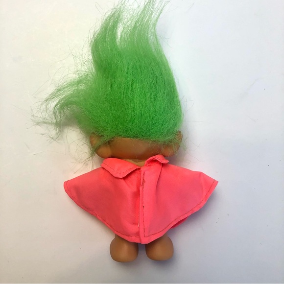 Vintage Forest Troll Neon Green Hair Pink Rain Coat - Picture 3 of 6
